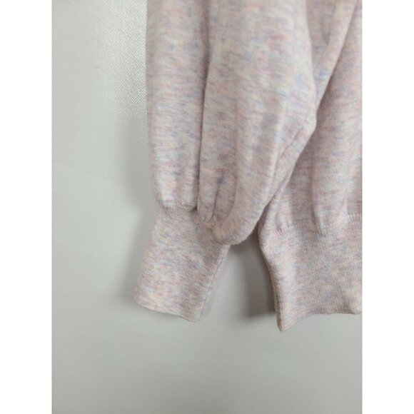 Ella Moss Womens Puff Sleeve Sweater XL Pink Speckled Scallop Neck Pullover BOHO - Picture 3 of 7